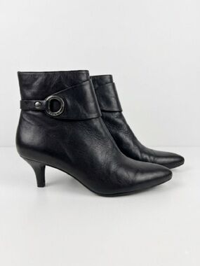 Anne Klein iFlex Black Leather Ankle Boots Sz 8 1/2